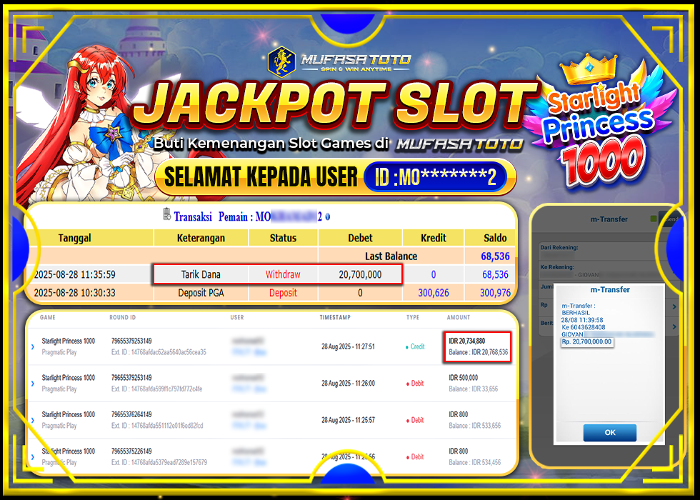 MUFASATOTO JACKPOT PRAGMATIC PLAY Rp.20.700.000|LUNAS